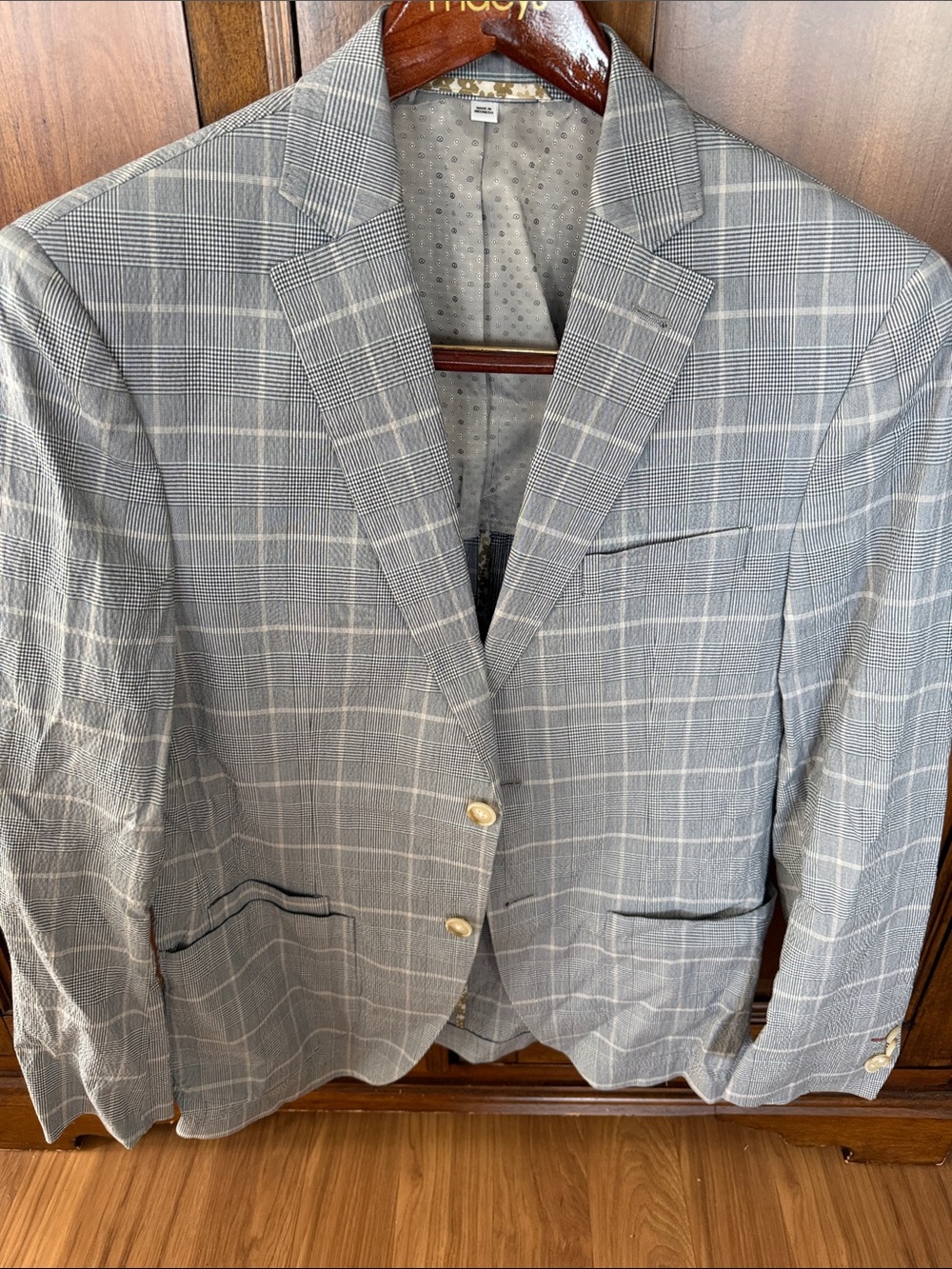 Classic Gray Windowpane Men’s Blazer